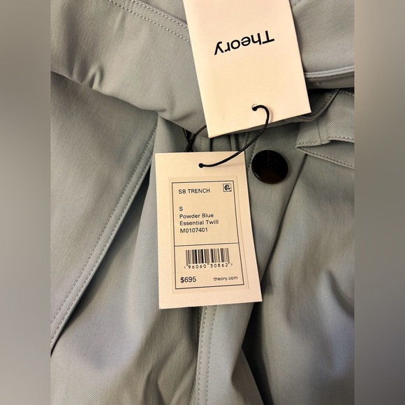 NWT $695 Theory Belted Trench Coat in Blue - Picture 8 of 8